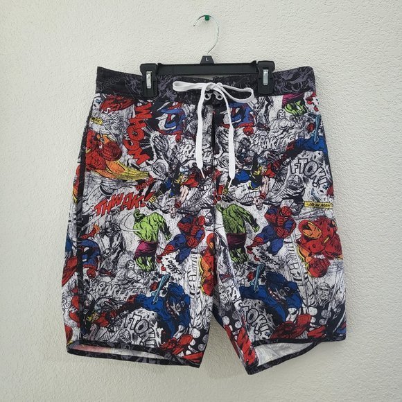 Men's Marvel Comics Swim Trunks All Over Print Board Shorts - Picture 5 of 7